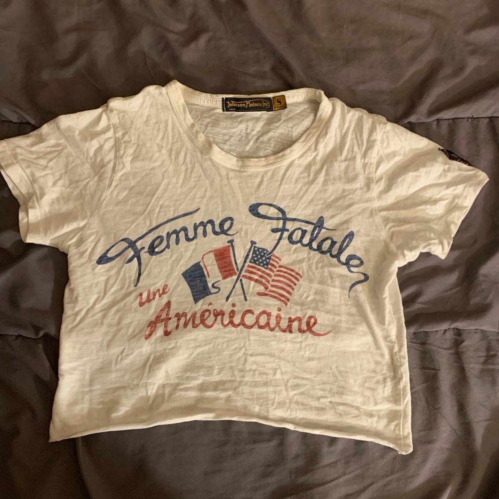 Lucky Brand Johnson Motors Femme Fatale Crop Shirt